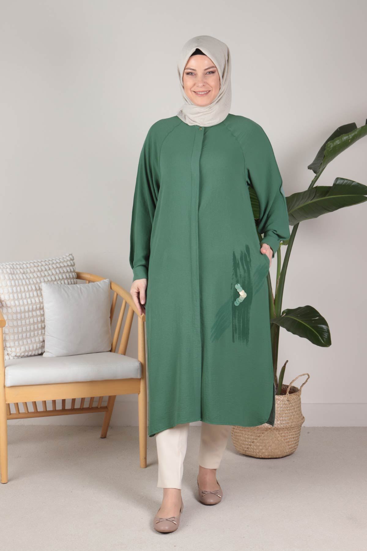 Büyük Beden Tesettür Aerobin Reglan Kol Kap 2517 Nefti