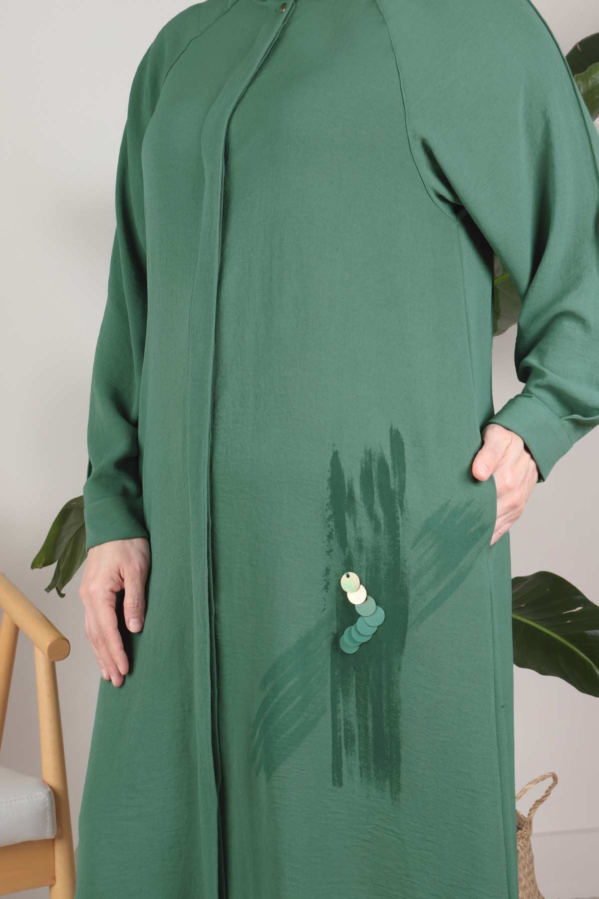 Büyük Beden Tesettür Aerobin Reglan Kol Kap 2517 Nefti