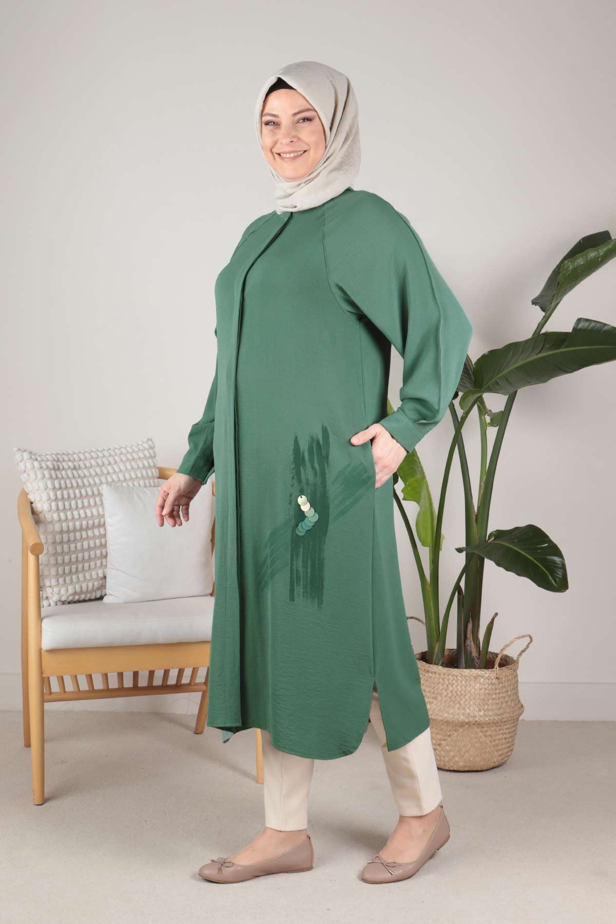 Büyük Beden Tesettür Aerobin Reglan Kol Kap 2517 Nefti