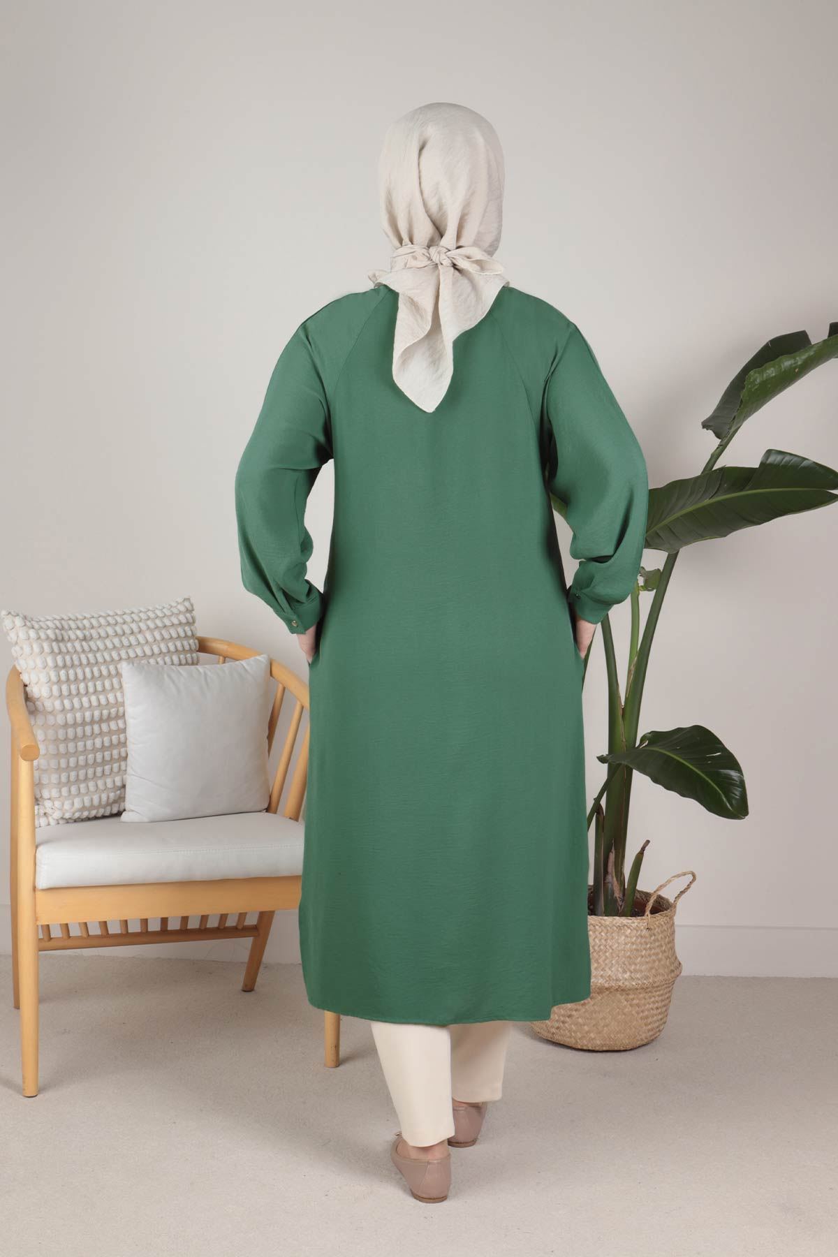 Büyük Beden Tesettür Aerobin Reglan Kol Kap 2517 Nefti