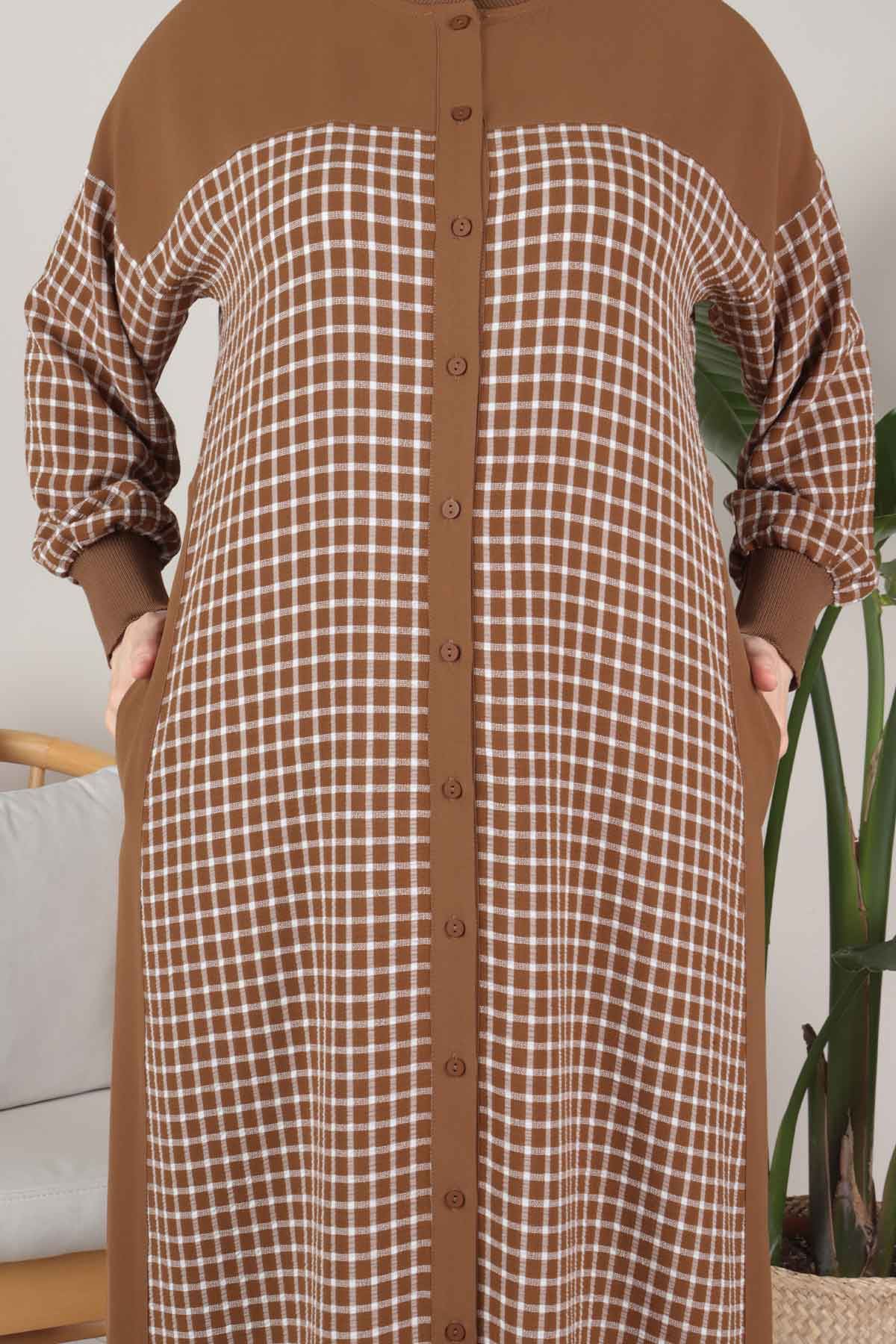 Büyük Beden Tesettür Hakim Yaka Ferace 28048 Tarçın