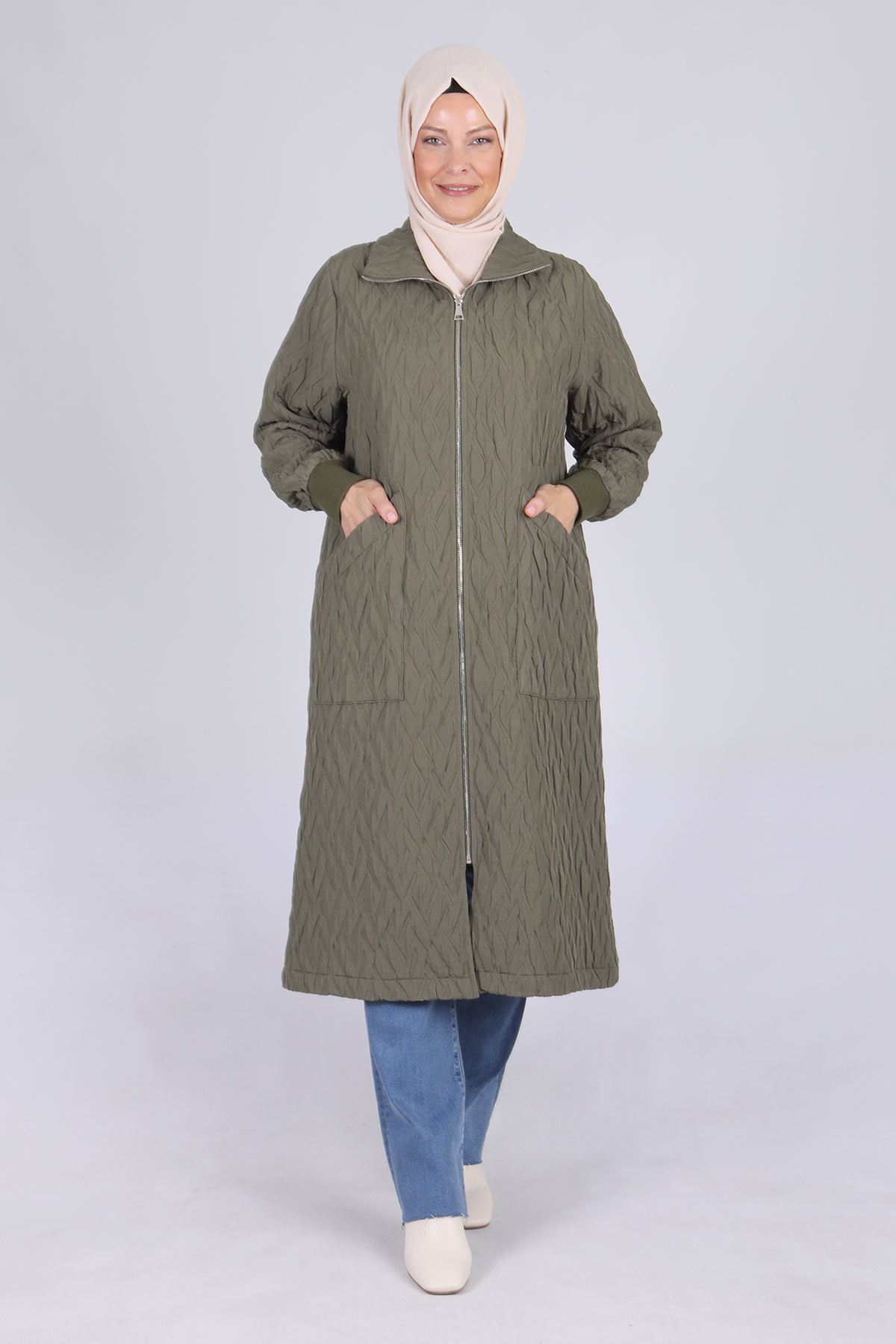 Büyük Beden Tesettür Kapitone Kap 2533 Haki
