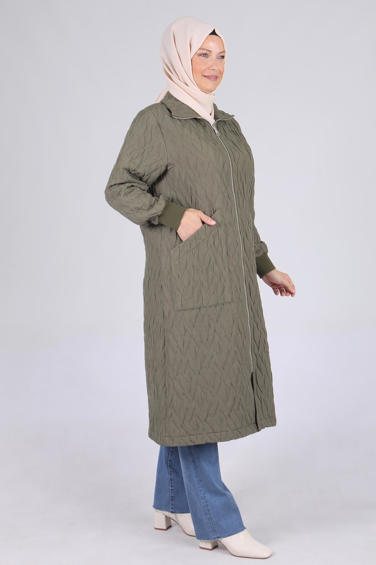 Büyük Beden Tesettür Kapitone Kap 2533 Haki