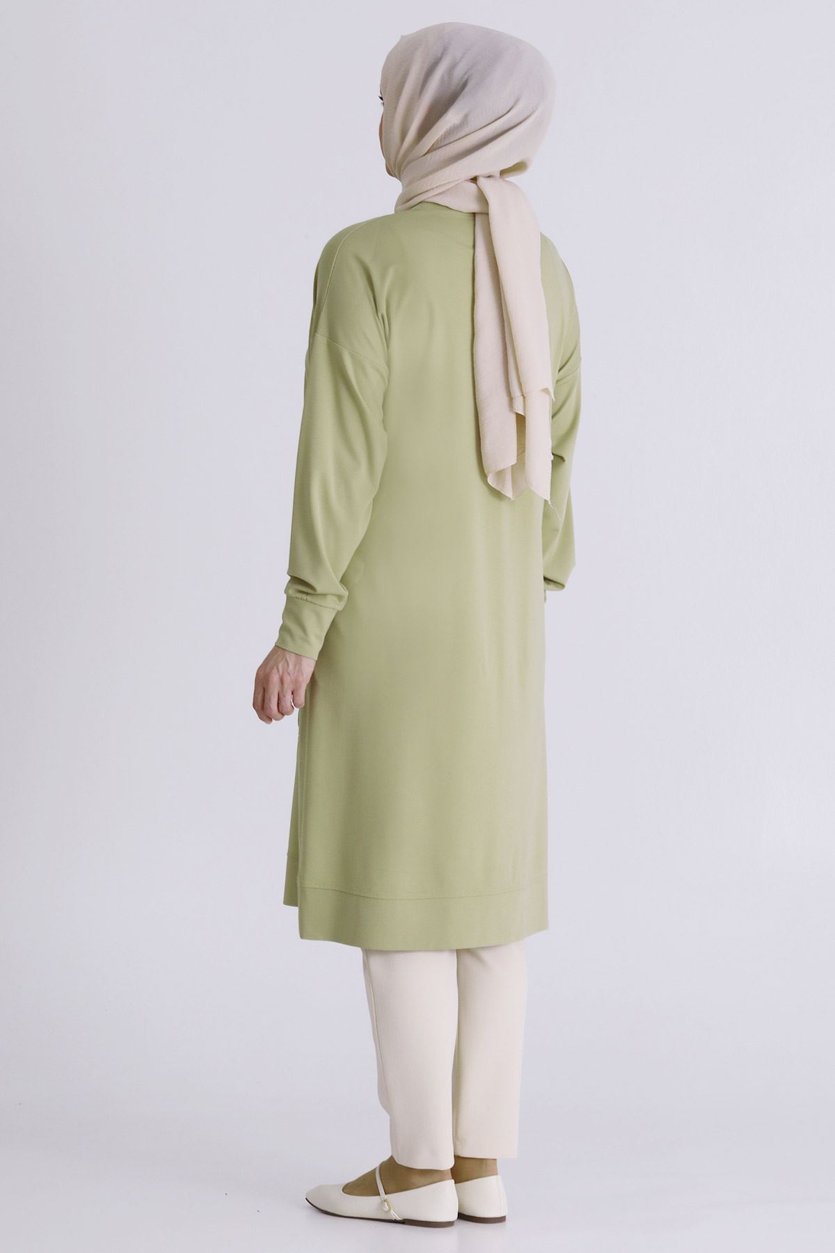 Büyük Beden Tesettür İşlemeli Tunik 20133 Ihlamur