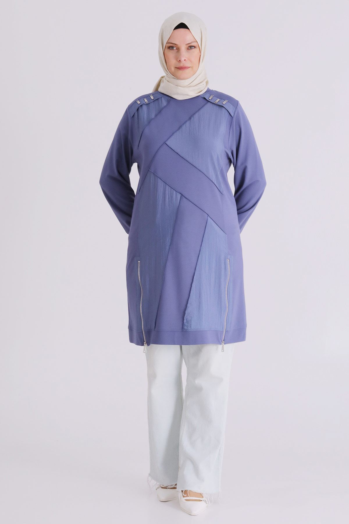 Büyük Beden Tesettür Tunik 20135 Morcivert