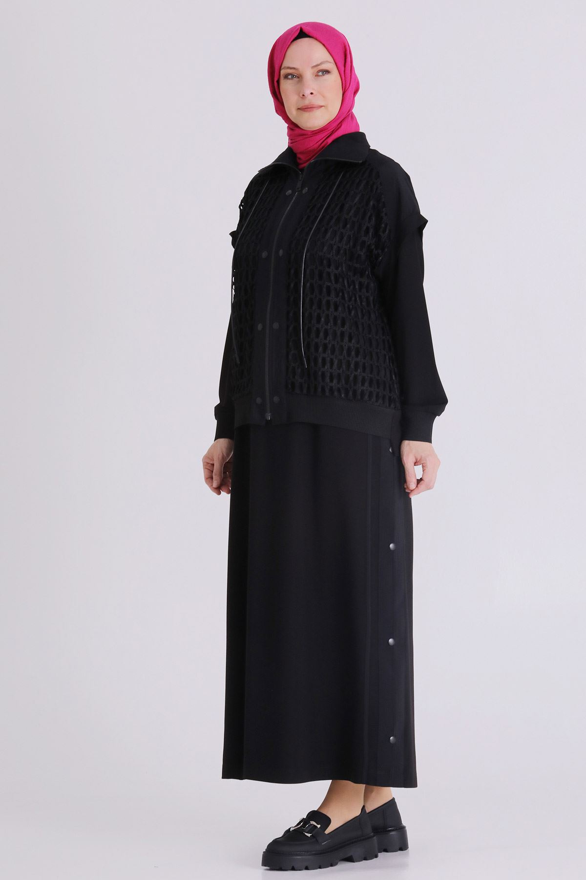 Büyük Beden Tesettür İkili Takım 40015 Siyah