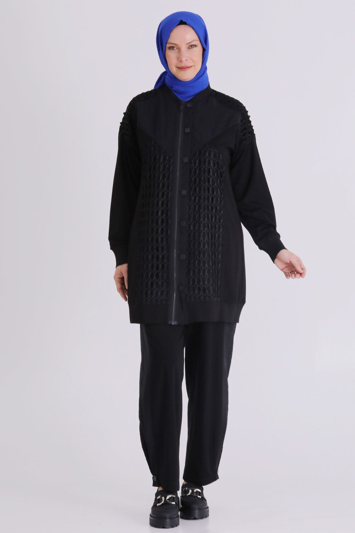 Büyük Beden Tesettür Pantolonlu Takım 35144 Siyah