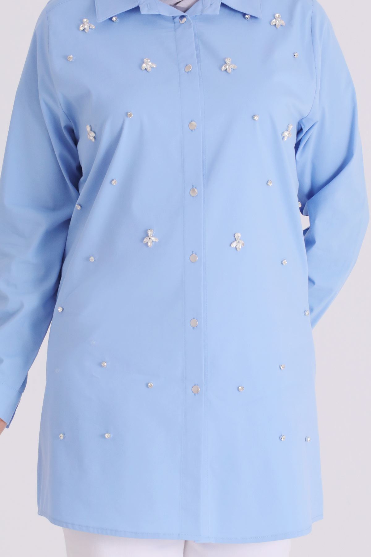 Büyük Beden Tesettür Tunik 2357 Mavi