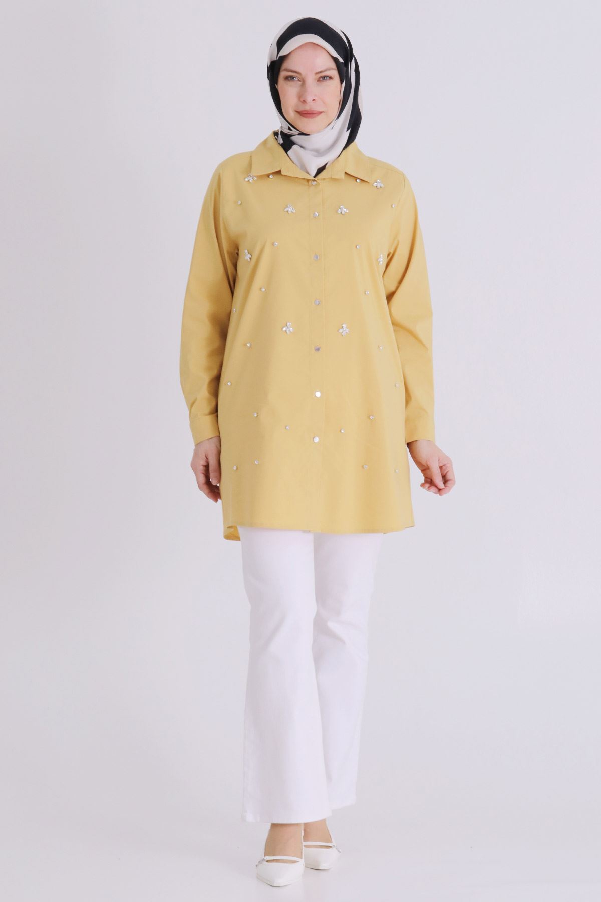 Büyük Beden Tesettür Tunik 2357 Safran