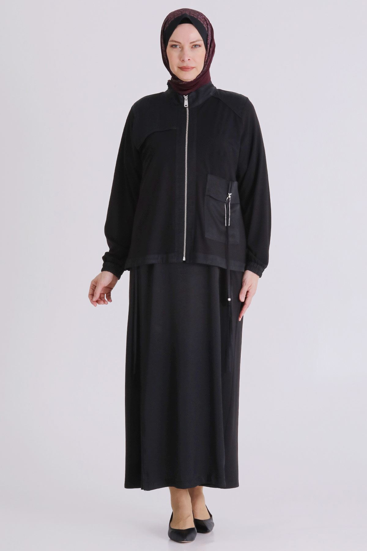 Büyük Beden Tesettür İkili Takım 40014 Siyah