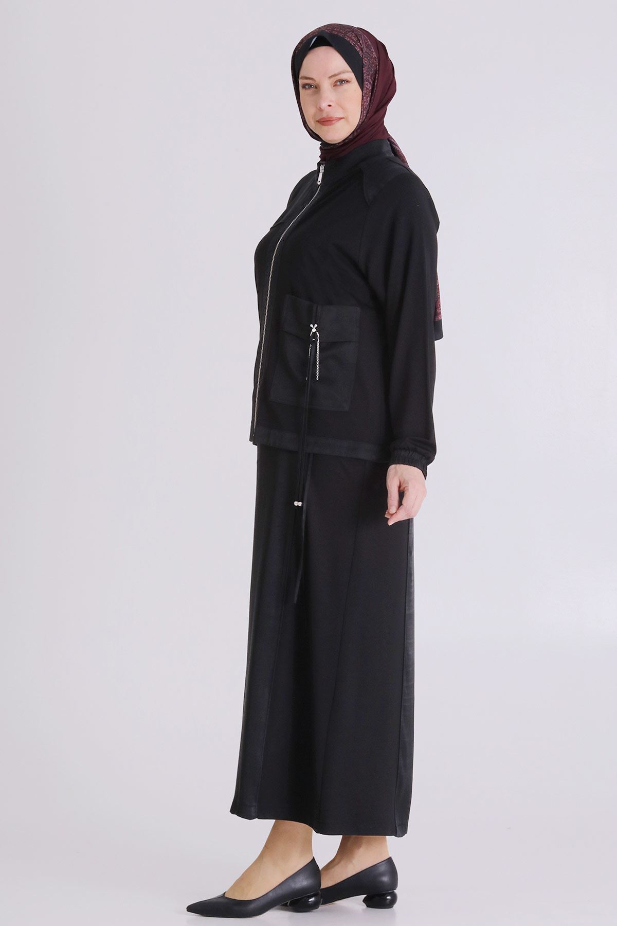 Büyük Beden Tesettür İkili Takım 40014 Siyah