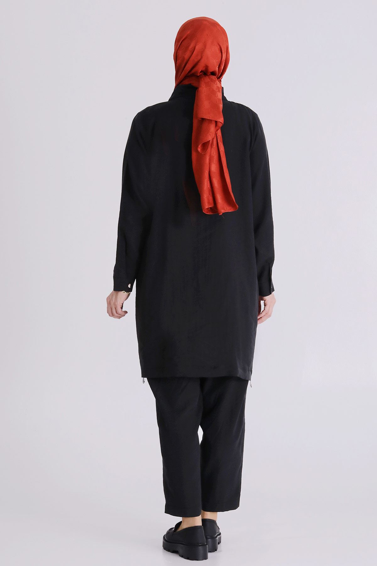 Büyük Beden Tesettür Pantolonlu Takım 35146 Siyah