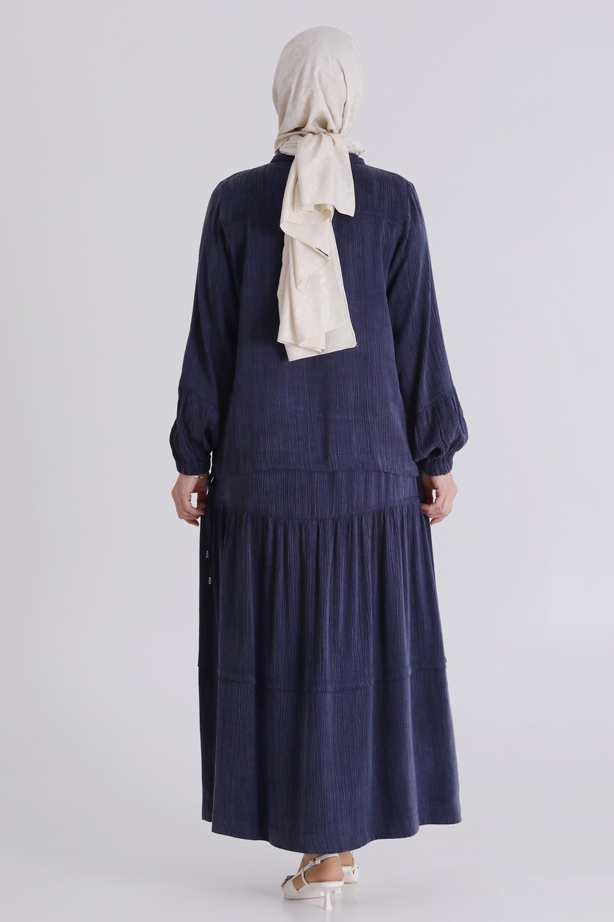 Büyük Beden Tesettür Etekli Takım 38003 Lacivert