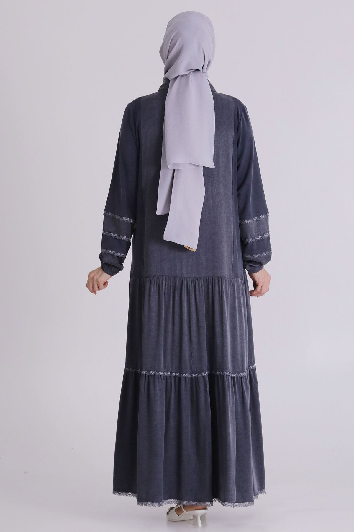Büyük Beden Tesettür Elbise 75008 Lacivert