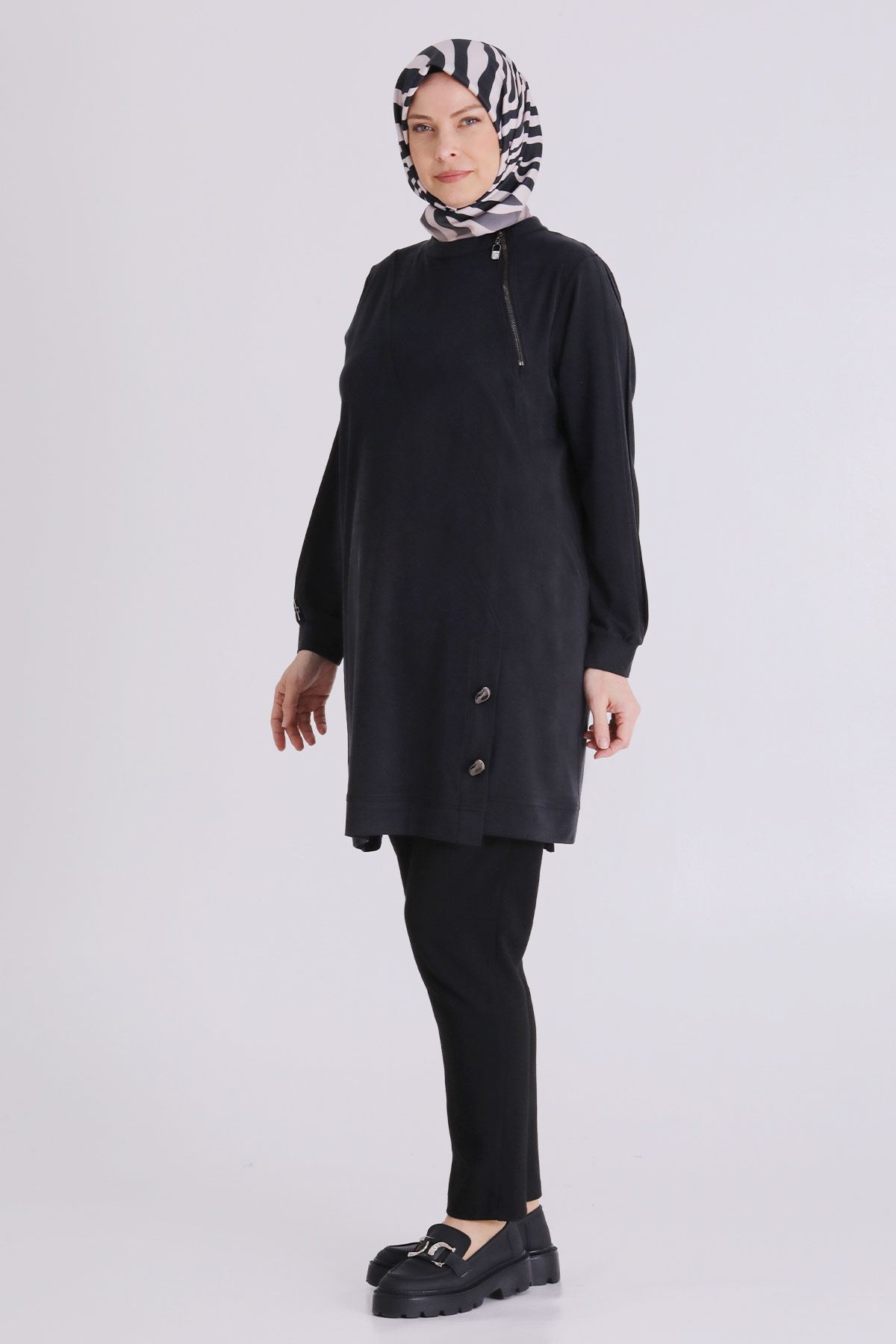 Büyük Beden Tesettür Tunik 20140 Siyah
