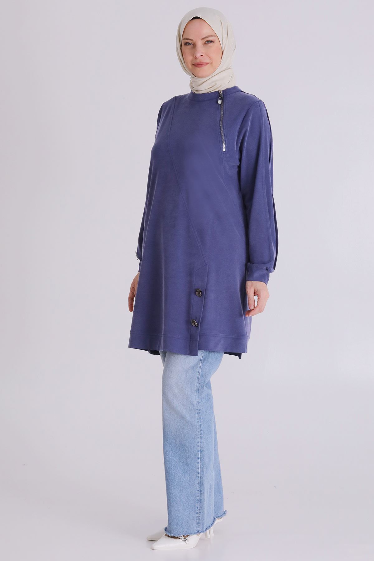 Büyük Beden Tesettür Tunik 20140 İndigo