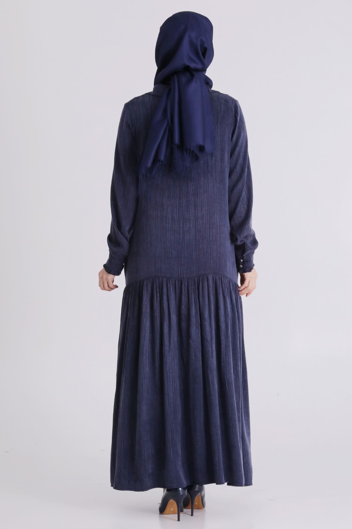 Büyük Beden Tesettür Elbise 75009 Lacivert