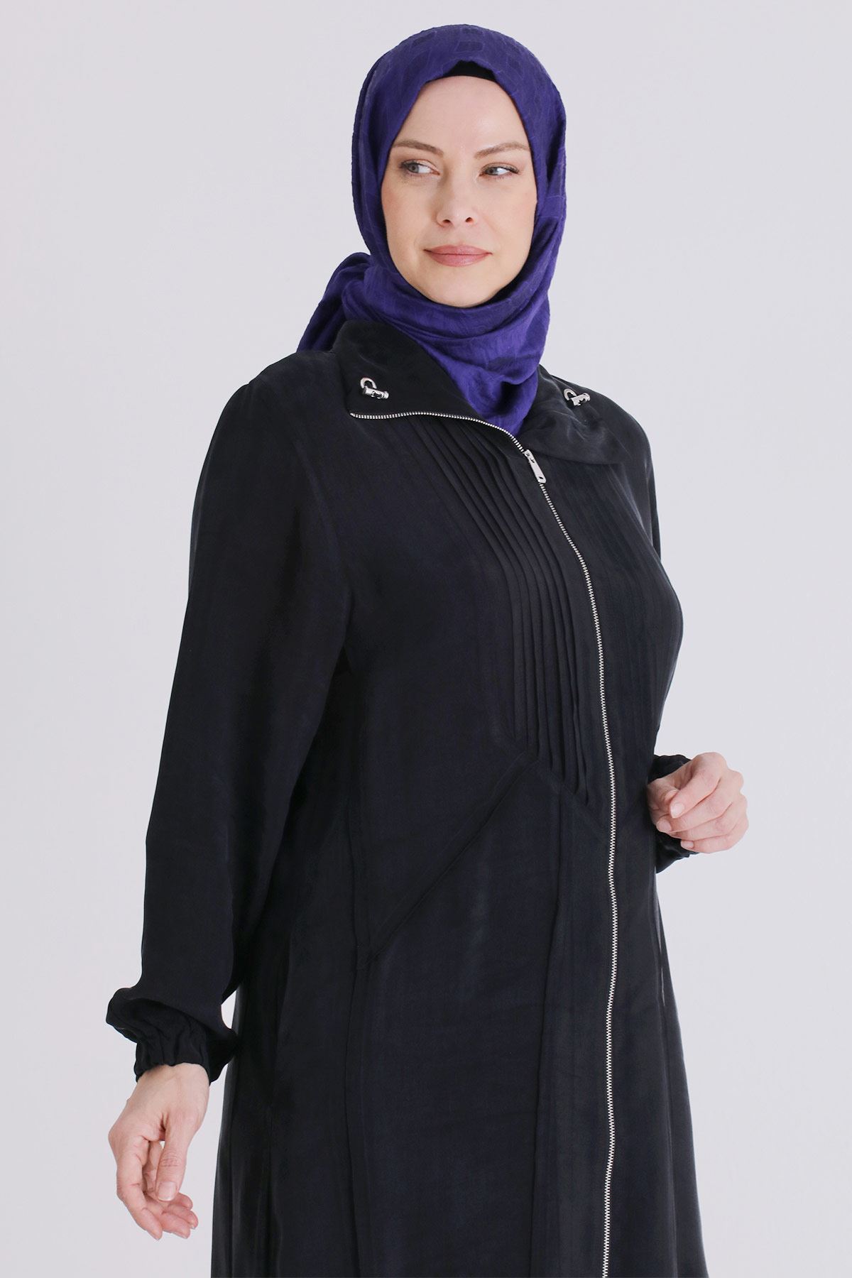 Büyük Beden Tesettür Cupro Ferace 28083 Siyah