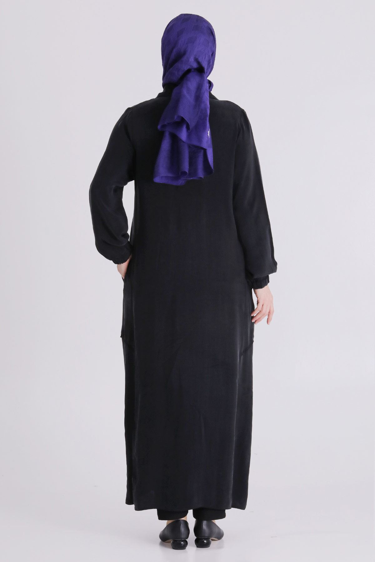 Büyük Beden Tesettür Cupro Ferace 28083 Siyah