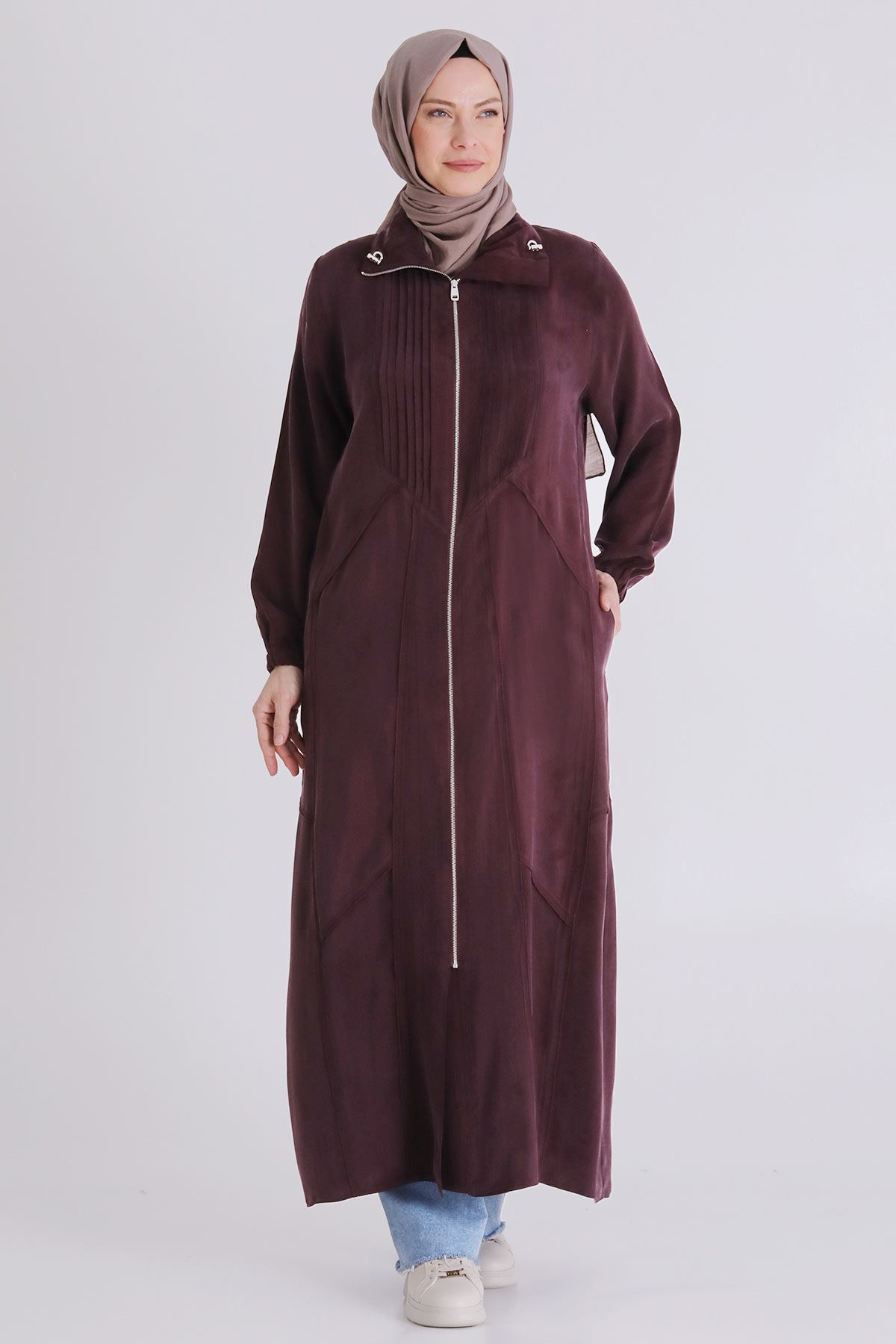 Büyük Beden Tesettür Cupro Ferace 28083 Böğürtlen