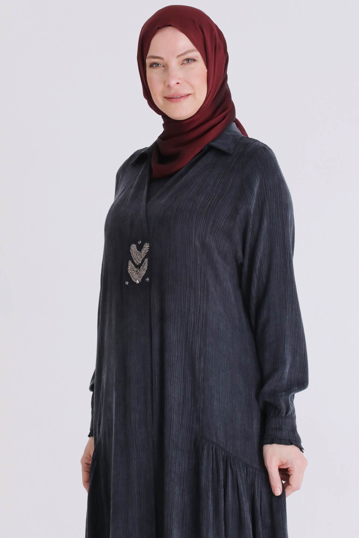 Büyük Beden Tesettür Elbise 75009 Siyah