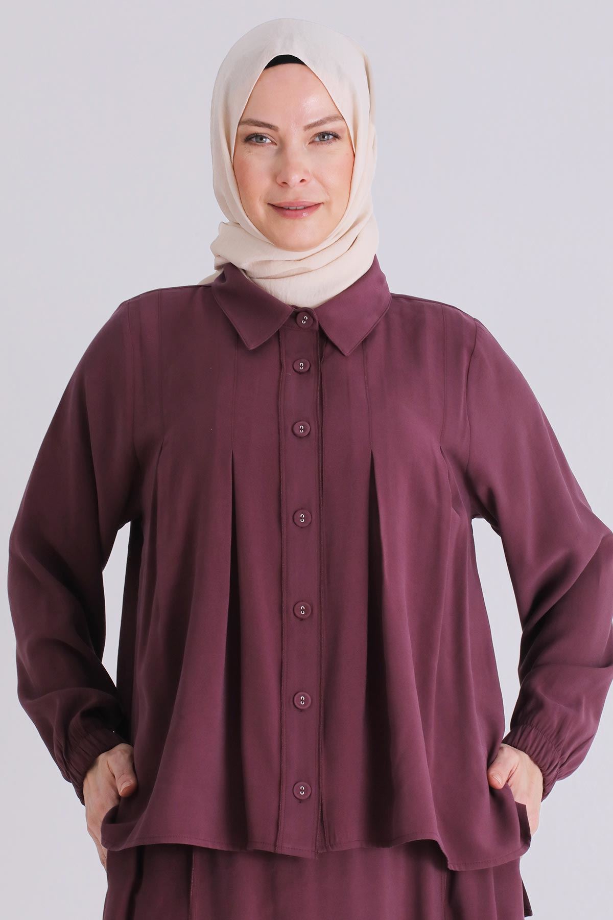 Büyük Beden Tesettür Etekli Takım 3801 Dut