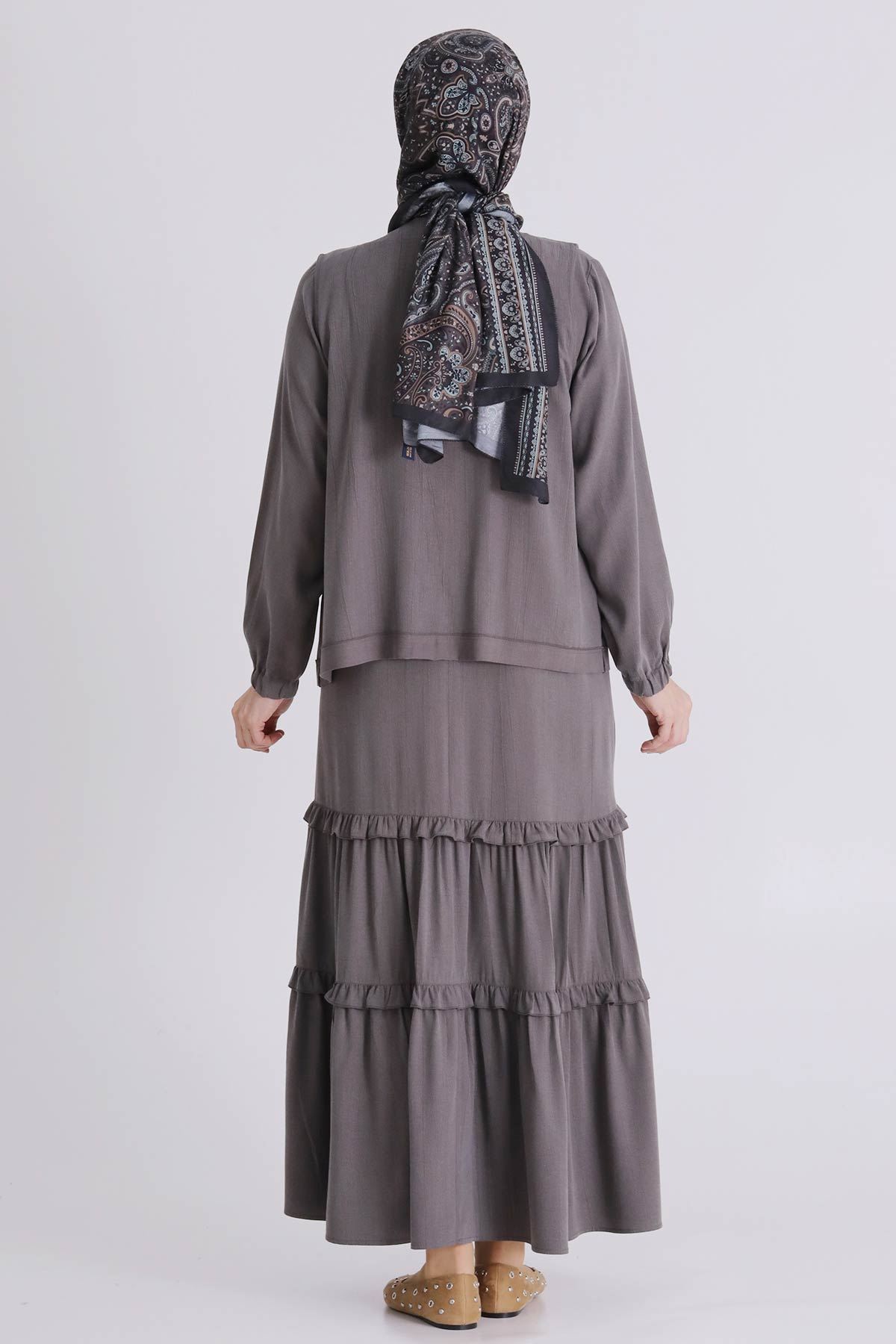 Büyük Beden Tesettür İkili Takım 4004 Duman Gri