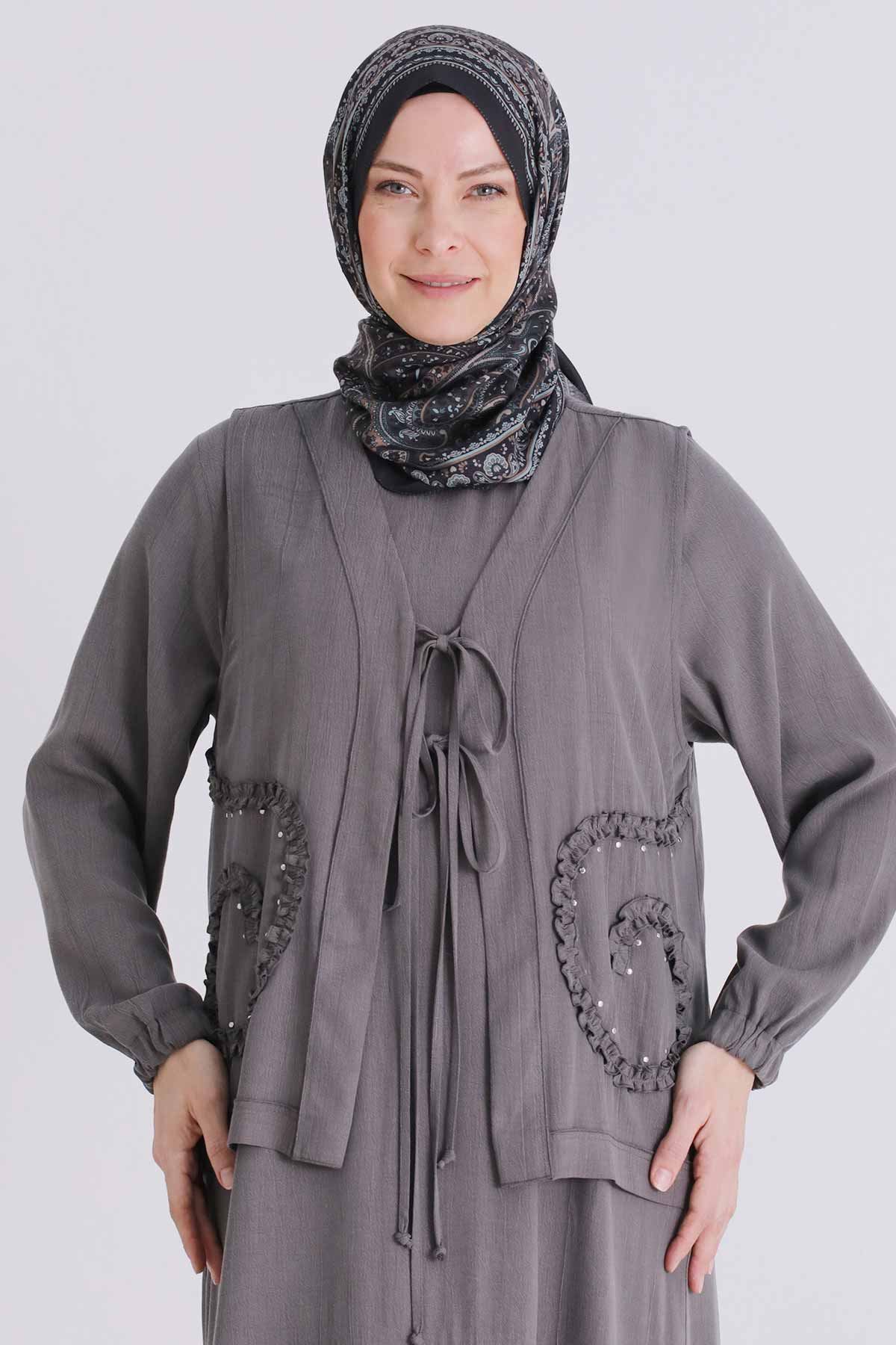 Büyük Beden Tesettür İkili Takım 4004 Duman Gri