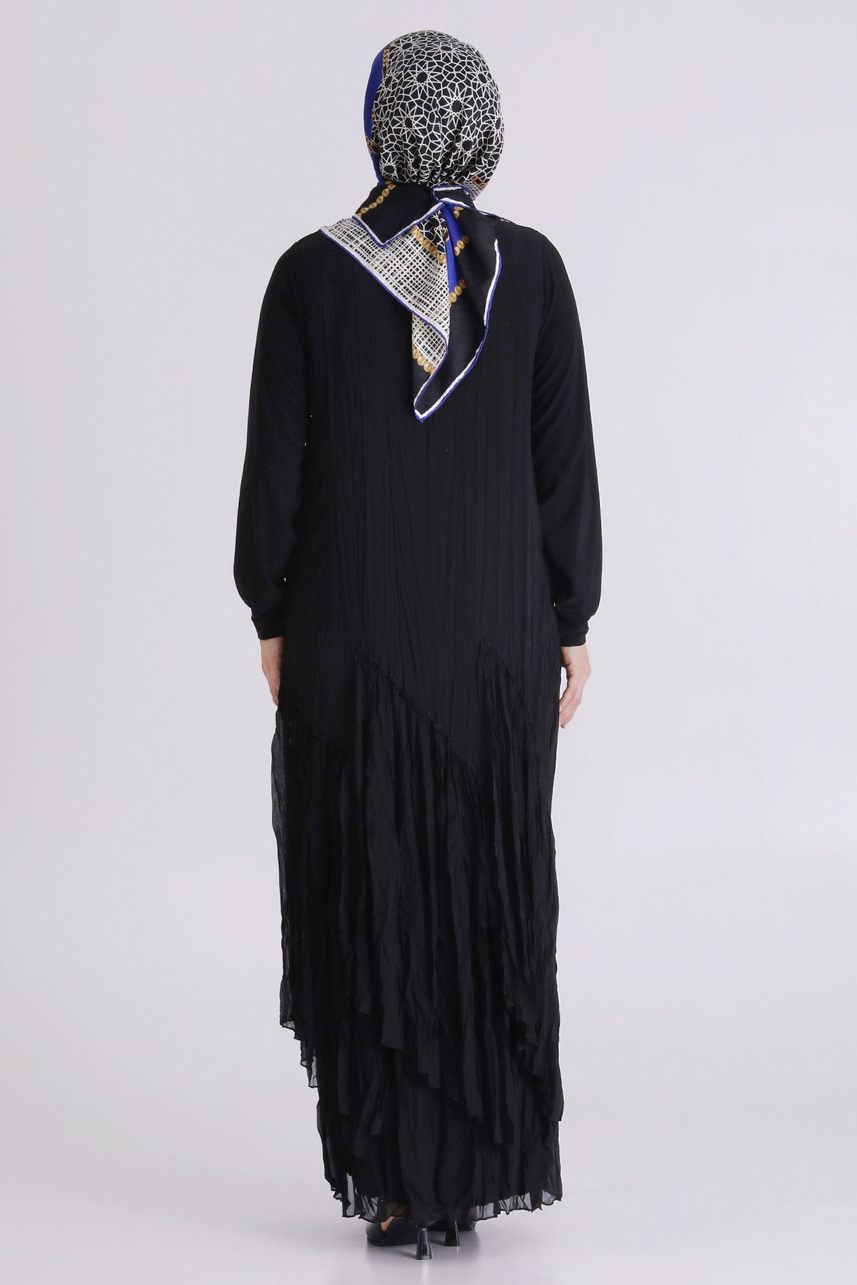 Büyük Beden Tesettür Elbise 7526 Siyah