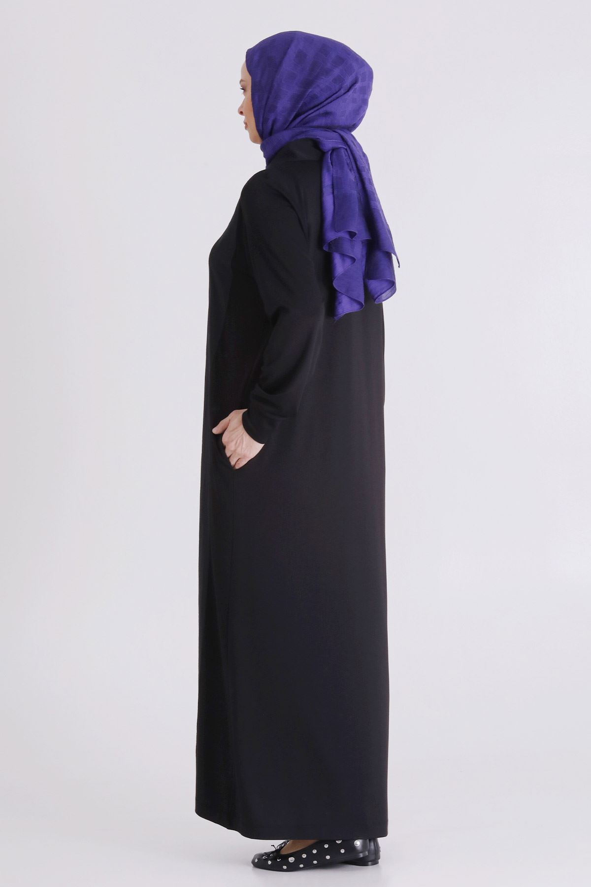 Büyük Beden Tesettür Elbise 7528 Siyah