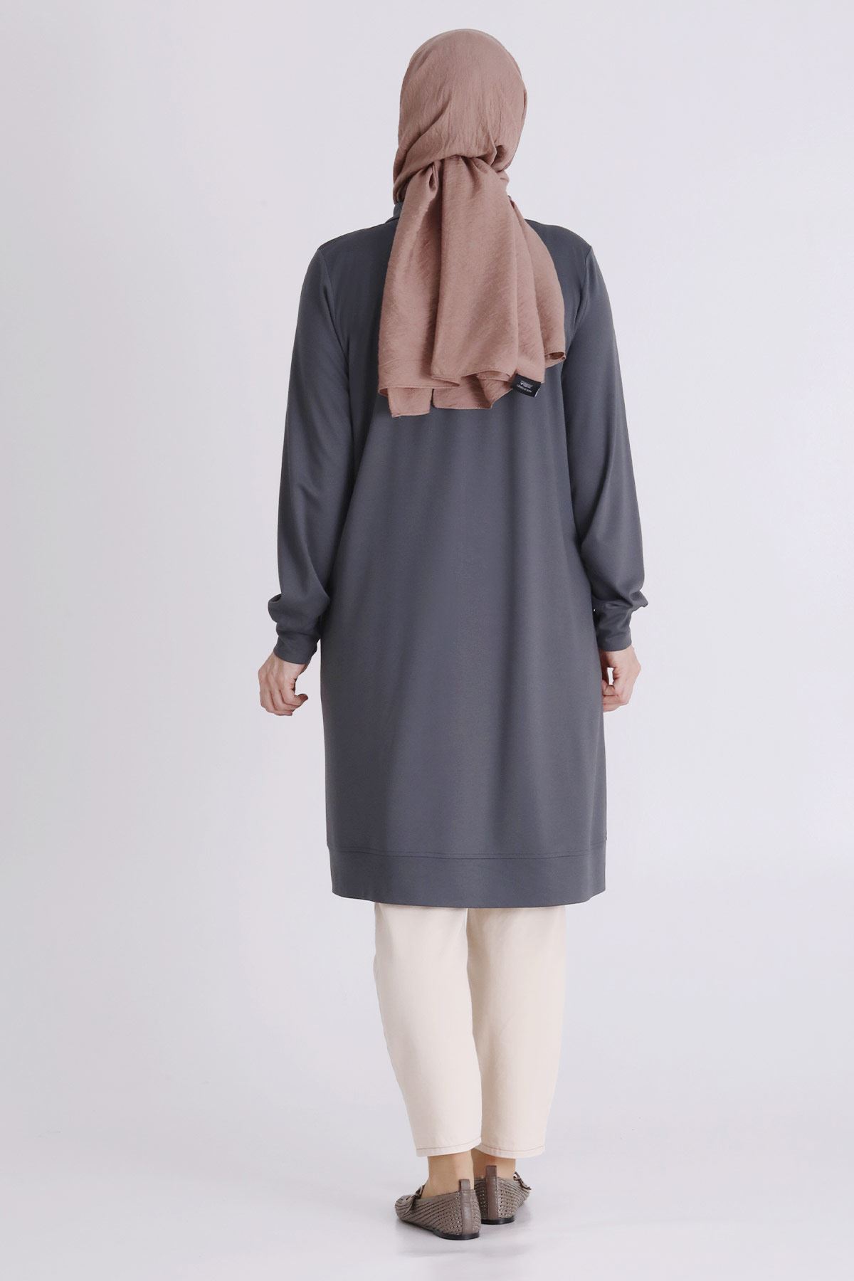 Büyük Beden Tesettür Tunik 2071 Kül Rengi