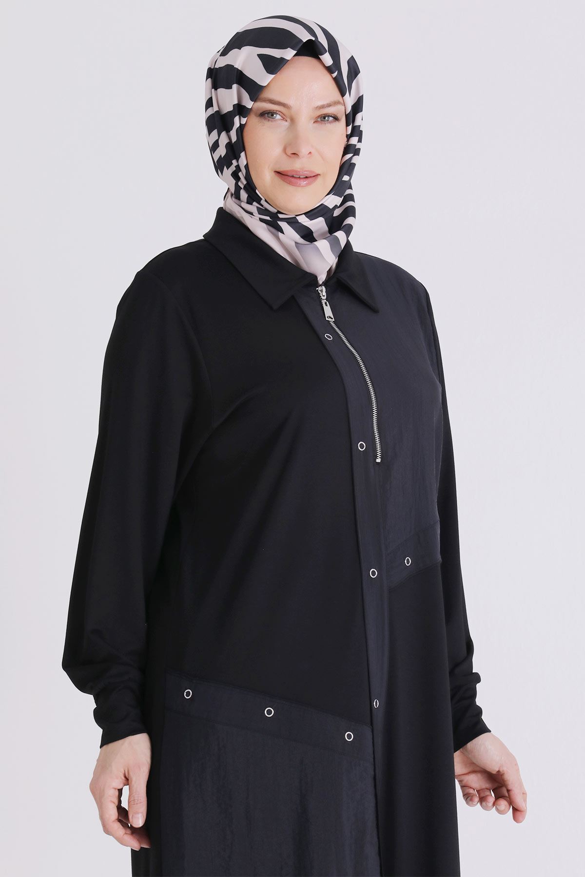 Büyük Beden Tesettür Tunik 2071 Siyah