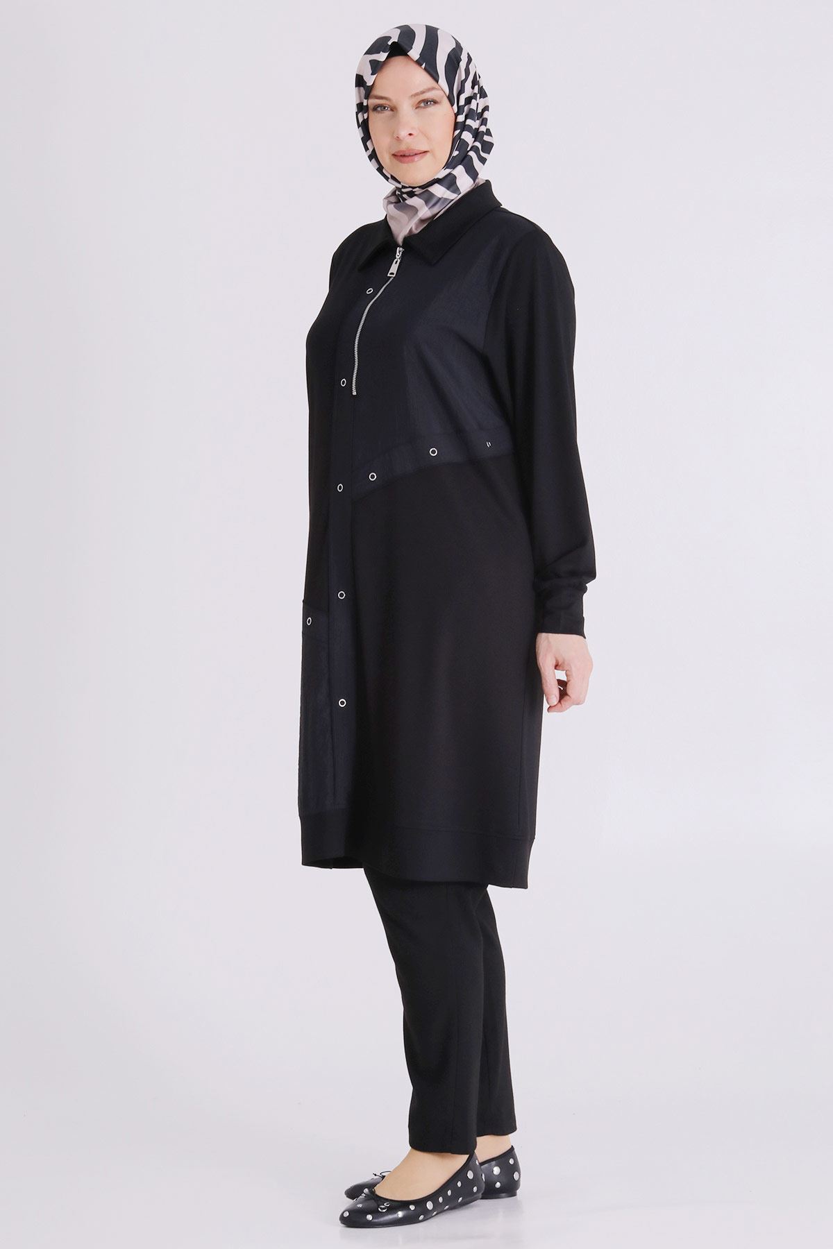 Büyük Beden Tesettür Tunik 2071 Siyah