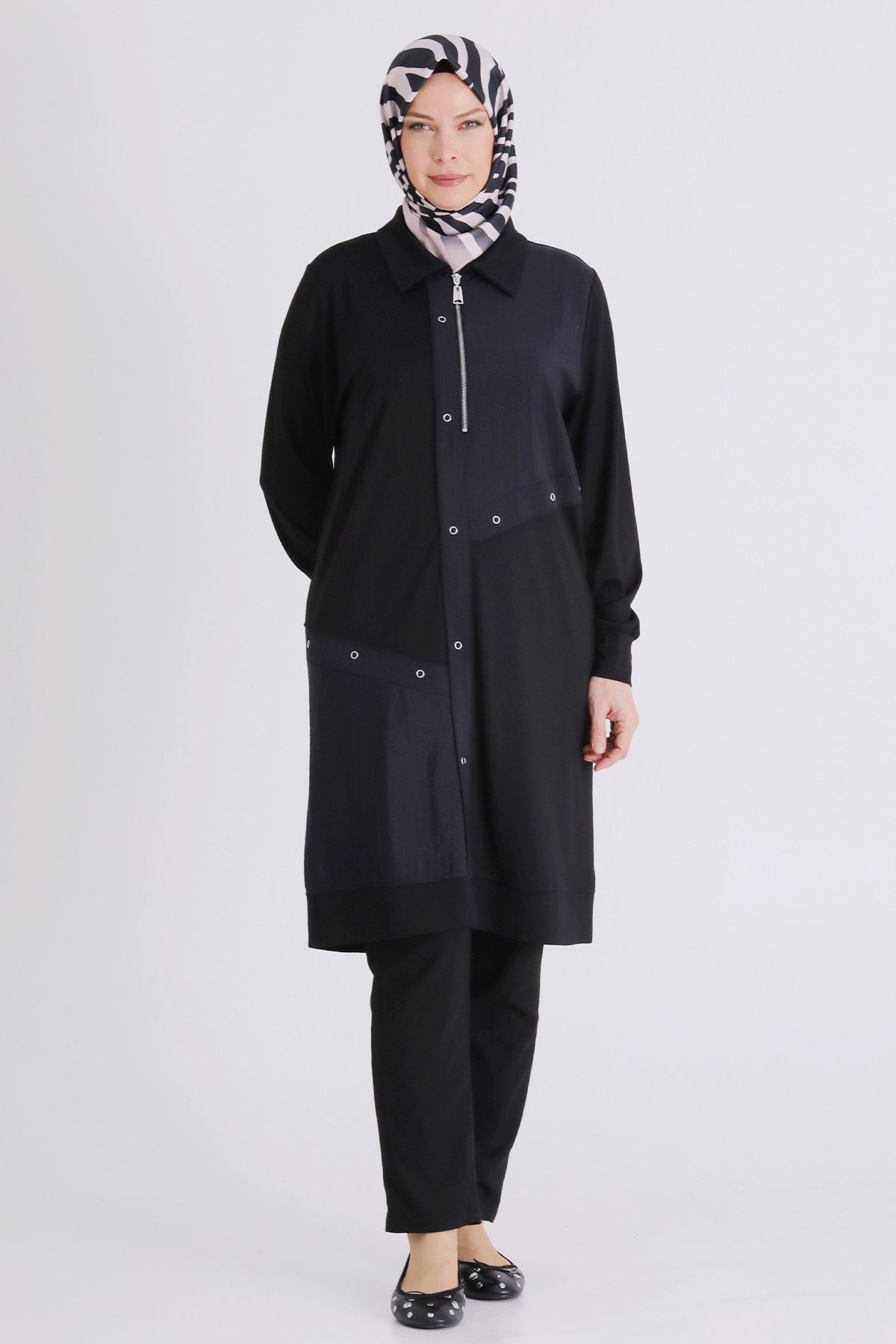 Büyük Beden Tesettür Tunik 2071 Siyah