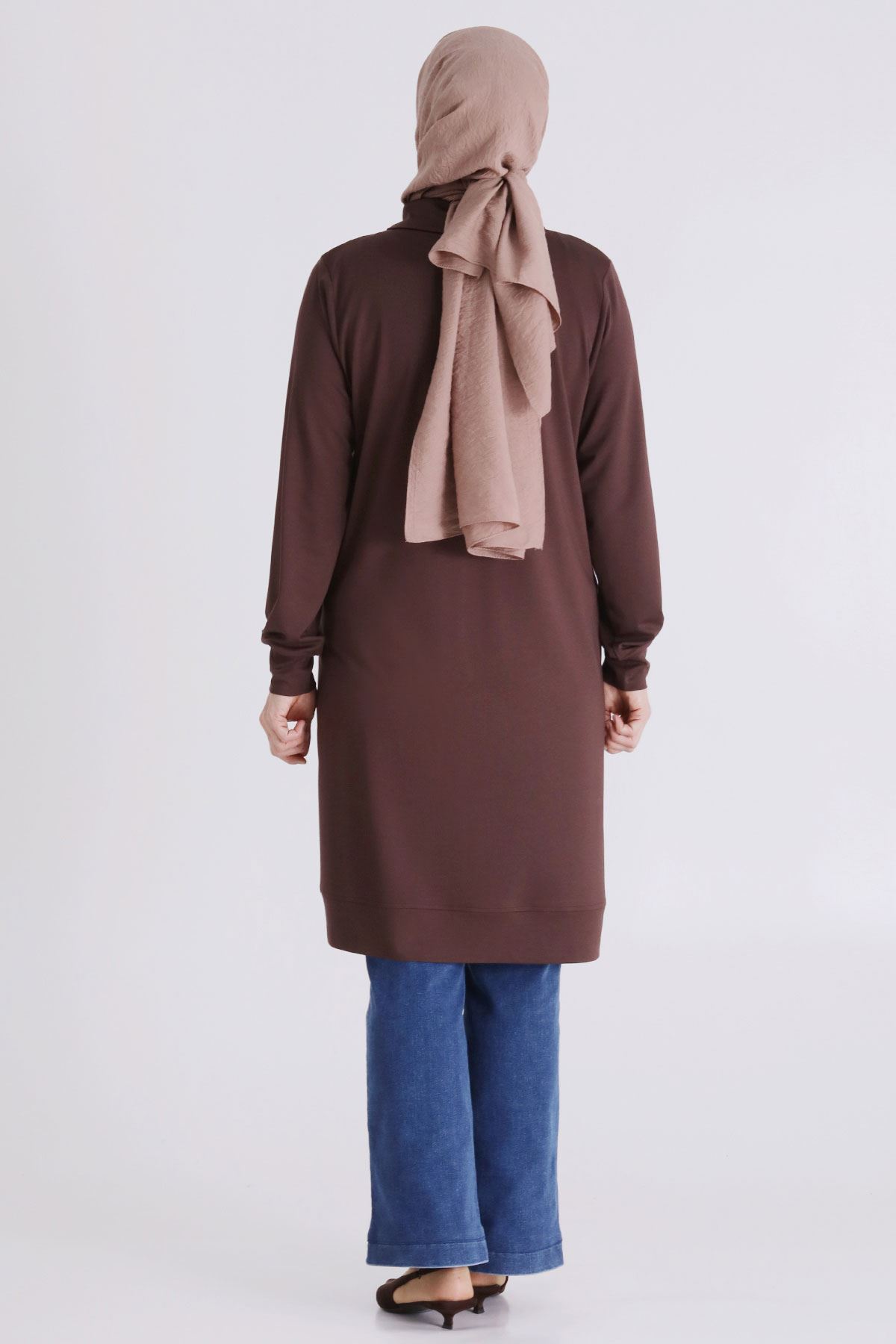 Büyük Beden Tesettür Tunik 2071 Kahve