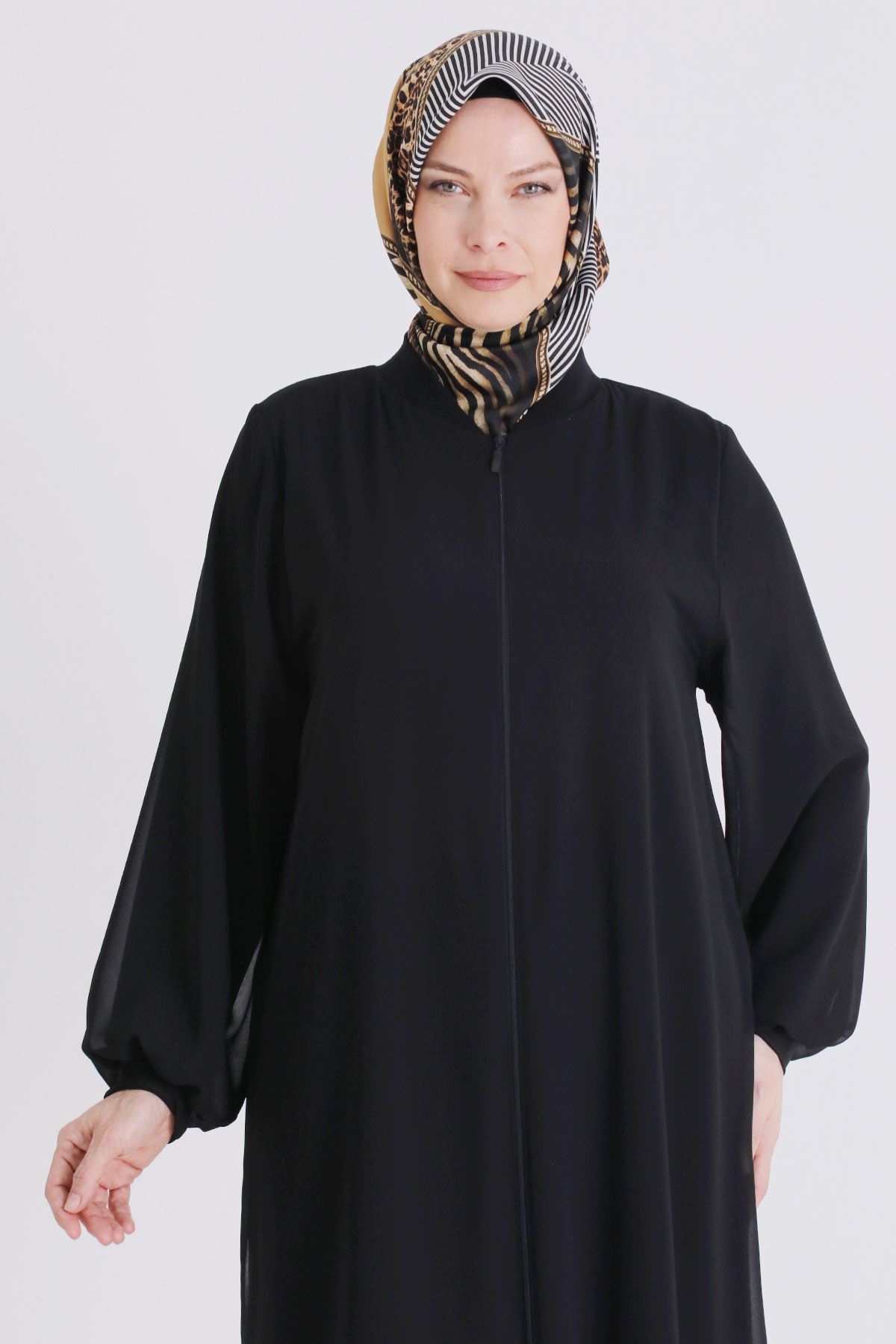 Büyük Beden Tesettür Ferace 2830 Siyah