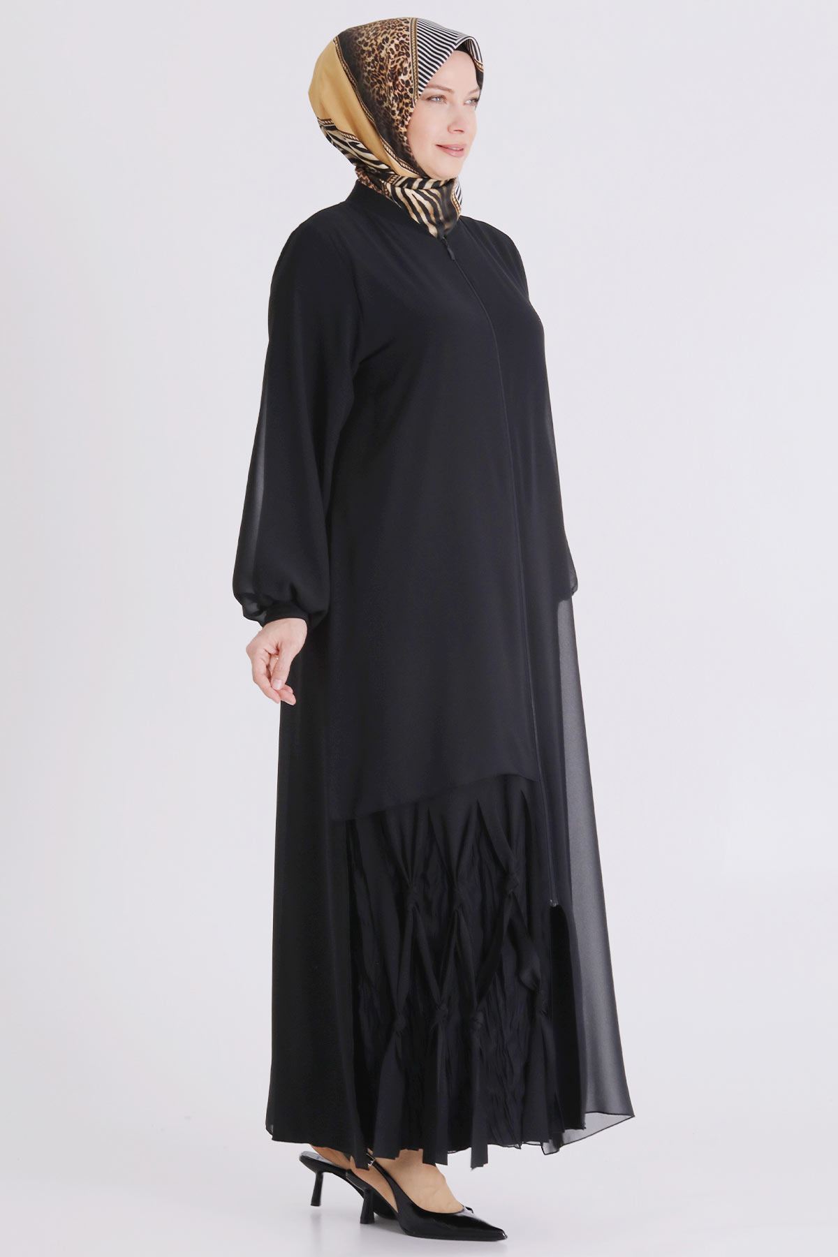 Büyük Beden Tesettür Ferace 2830 Siyah
