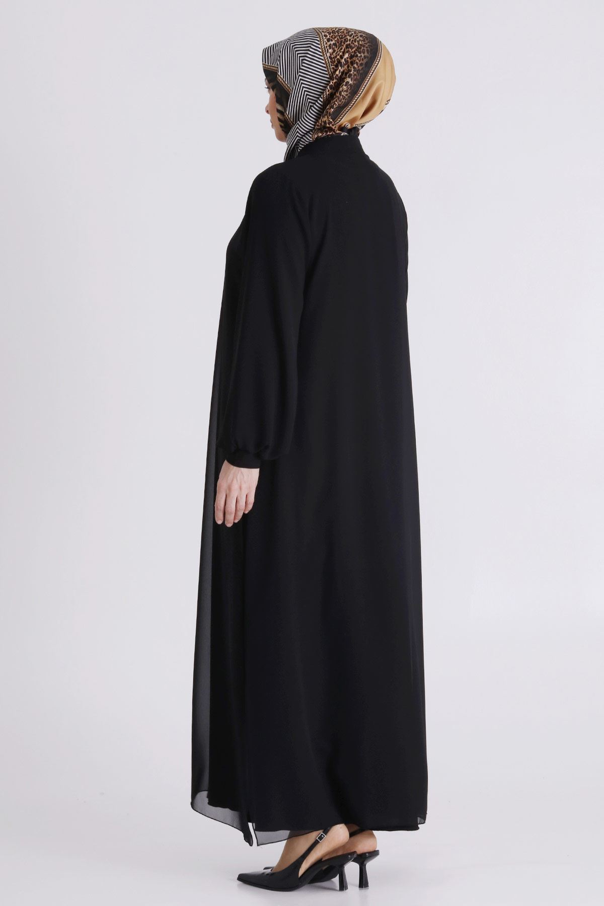Büyük Beden Tesettür Ferace 2830 Siyah