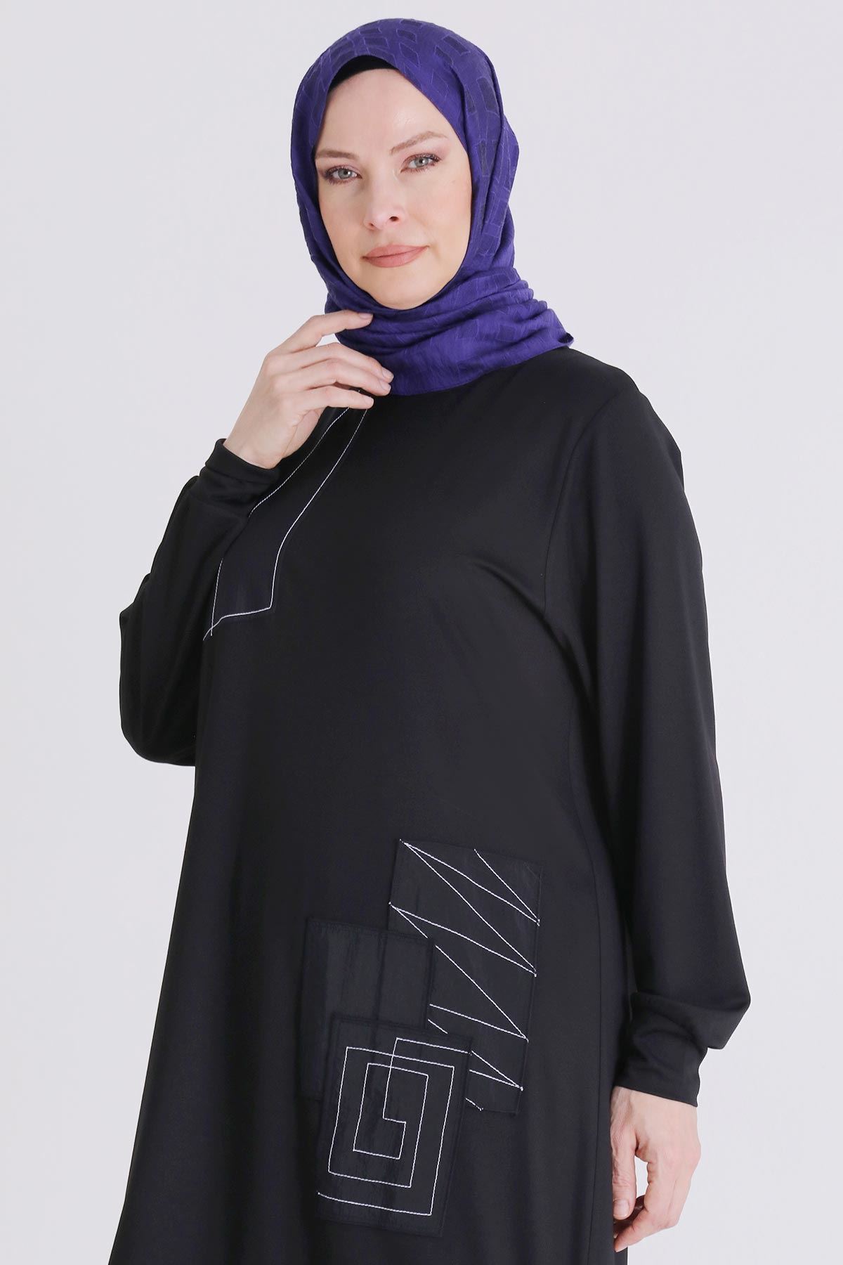 Büyük Beden Tesettür Pantolonlu Takım 3557 Siyah