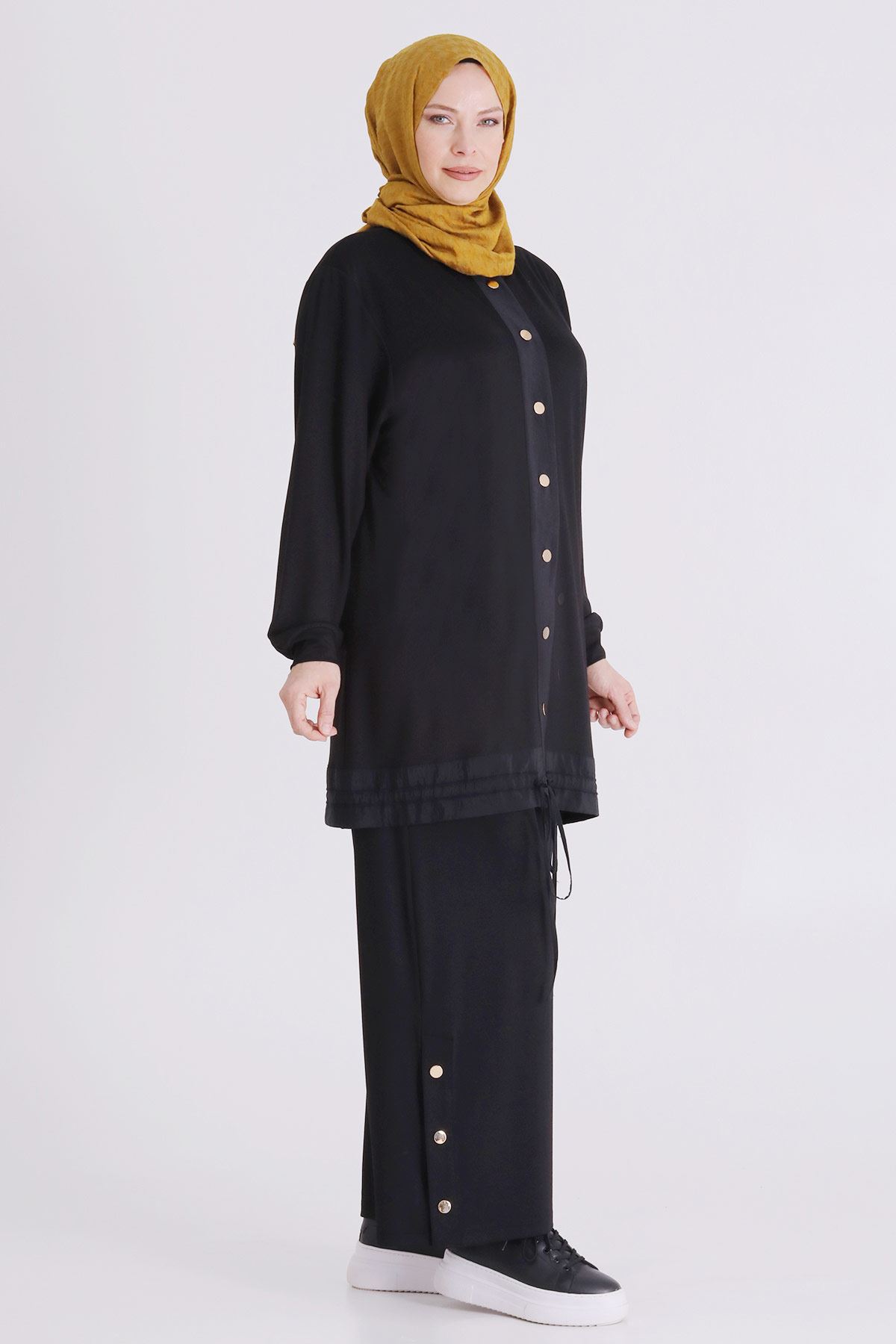 Büyük Beden Tesettür Pantolonlu Takım 3558 Siyah