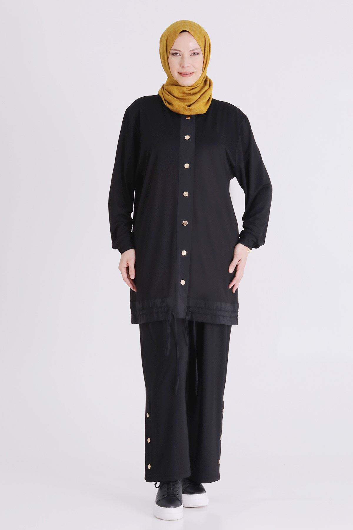 Büyük Beden Tesettür Pantolonlu Takım 3558 Siyah