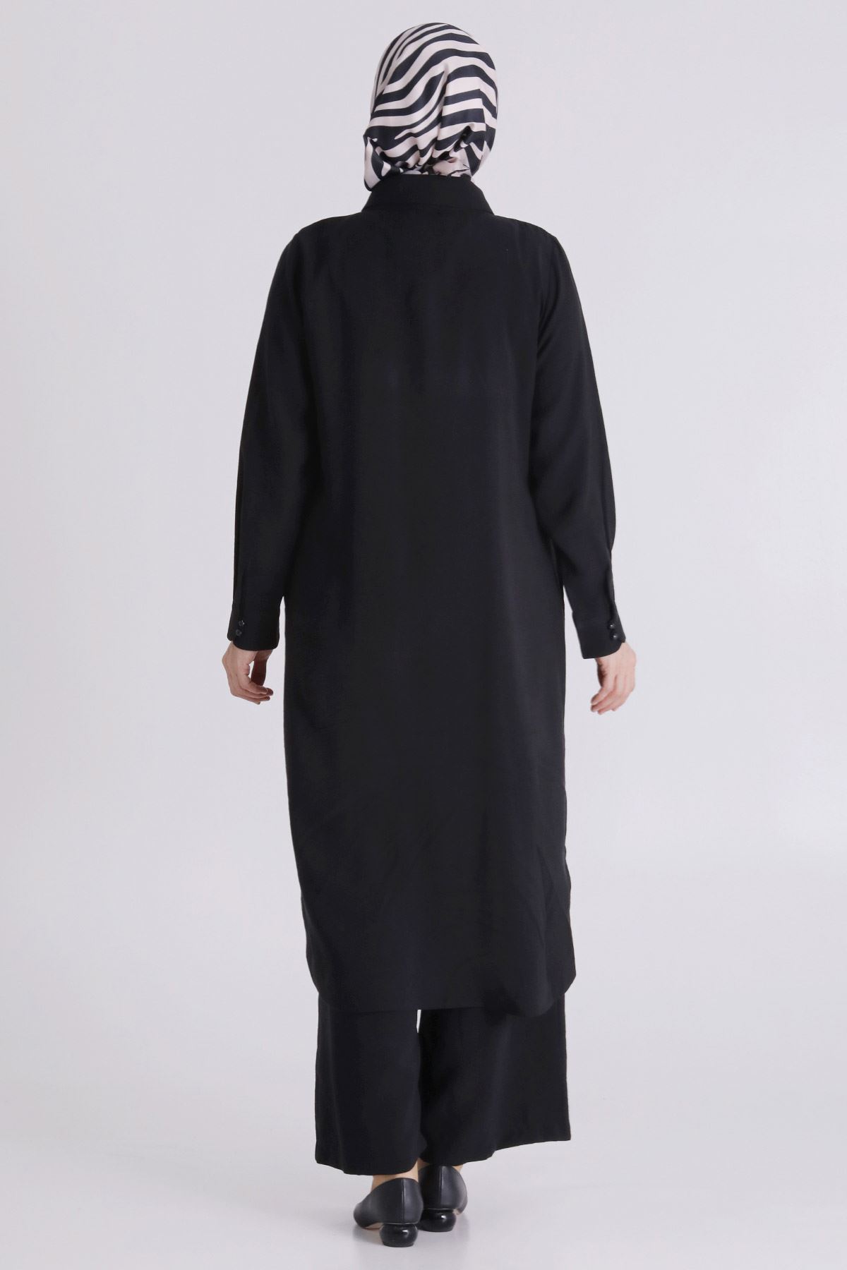 Büyük Beden Tesettür Pantolonlu Takım 35149 Siyah