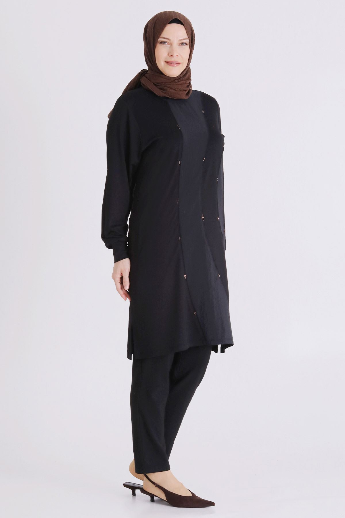 Büyük Beden Tesettür Tunik 2070 Siyah