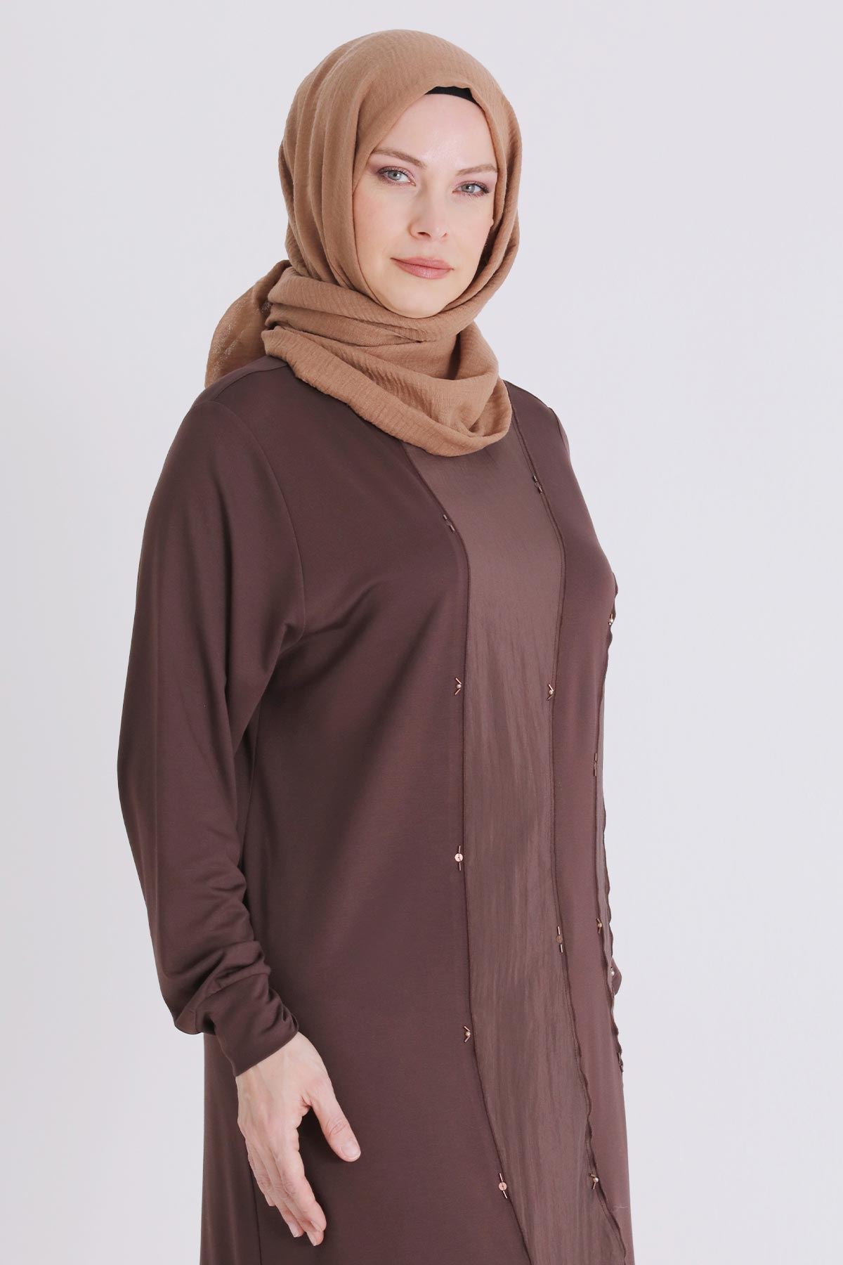 Büyük Beden Tesettür Tunik 2070 Kahve