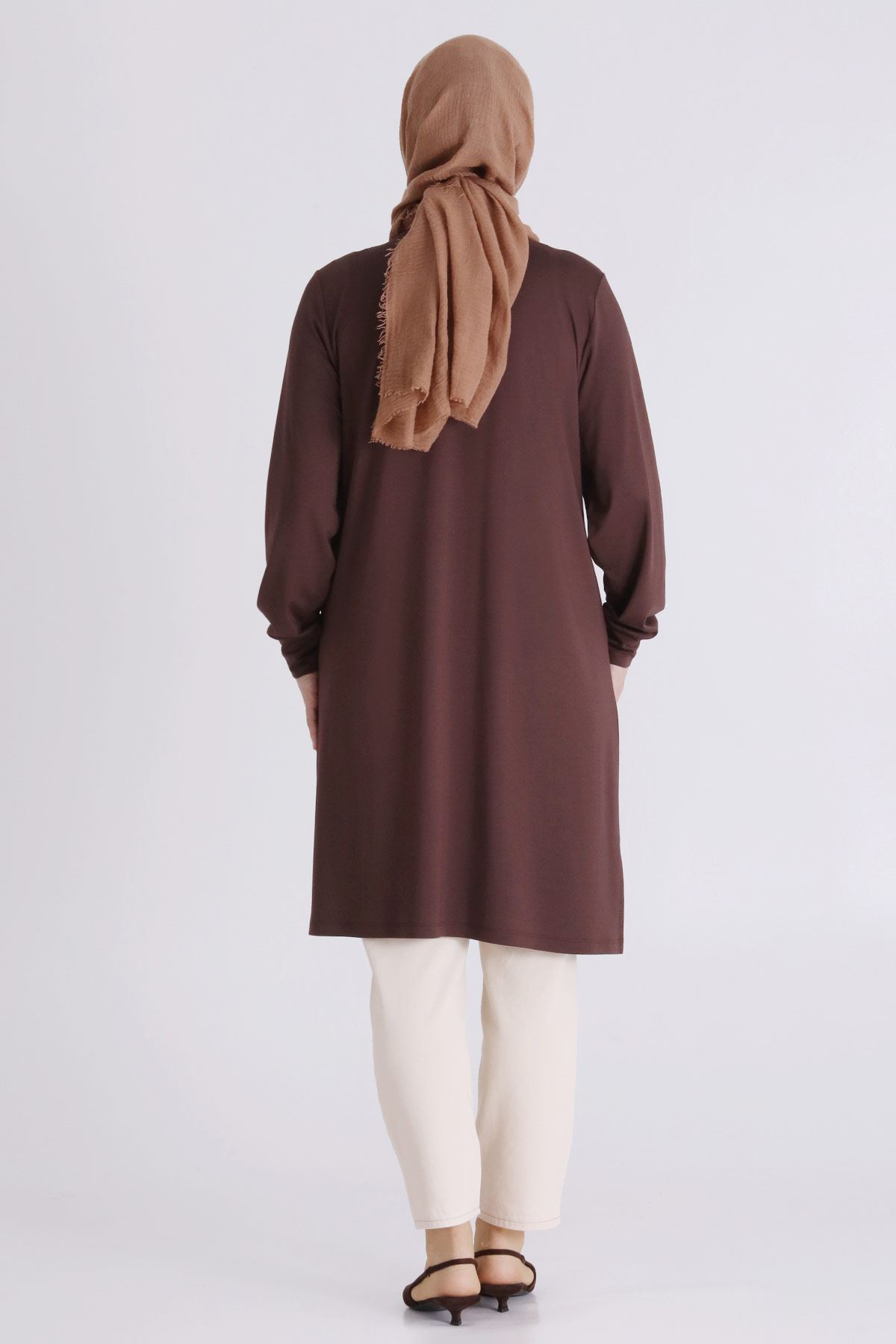 Büyük Beden Tesettür Tunik 2070 Kahve