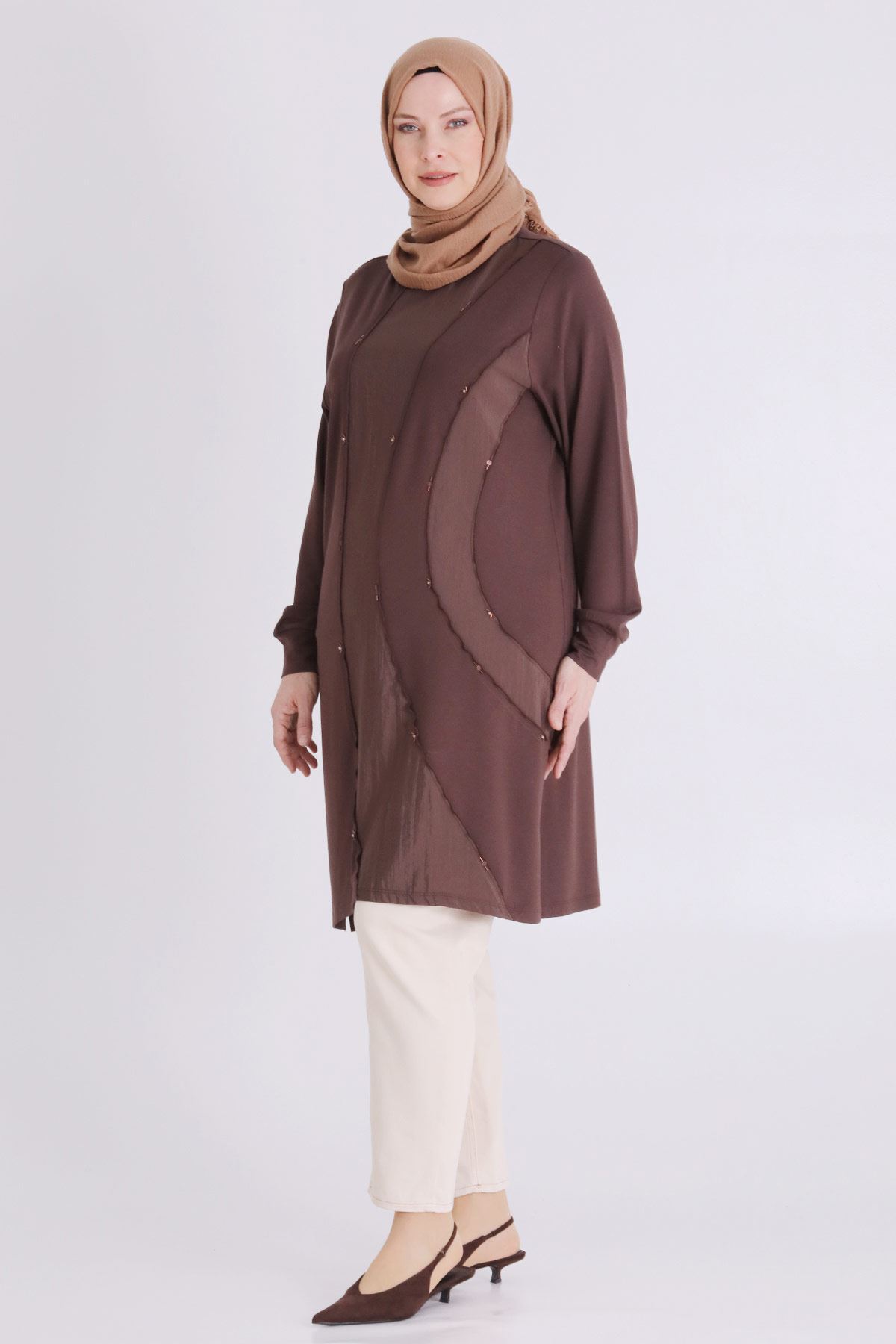 Büyük Beden Tesettür Tunik 2070 Kahve