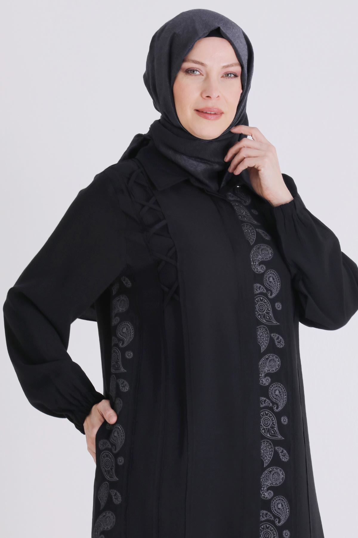 Büyük Beden Tesettür Pantolonlu Takım 35142 Siyah