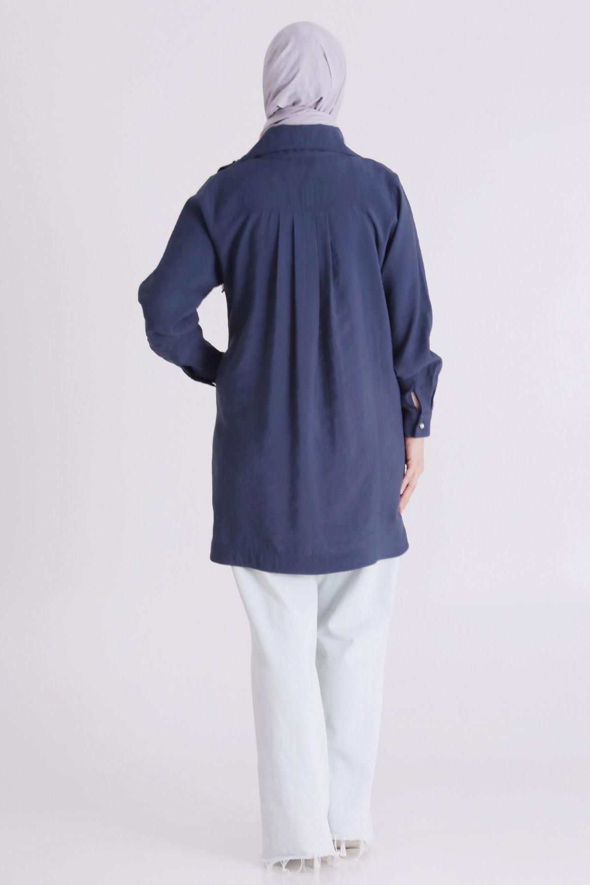 Büyük Beden Tesettür Tunik 23039 İndigo