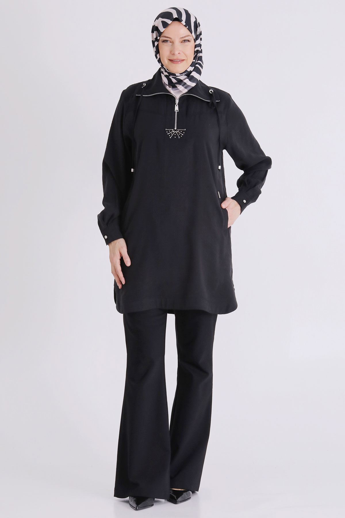 Büyük Beden Tesettür Tunik 23039 Siyah