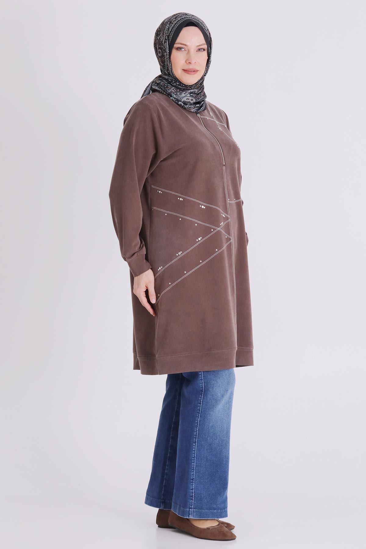 Büyük Beden Tesettür Tunik 20141 Kahve
